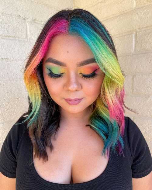 Rainbow E-Girl Highlights hair