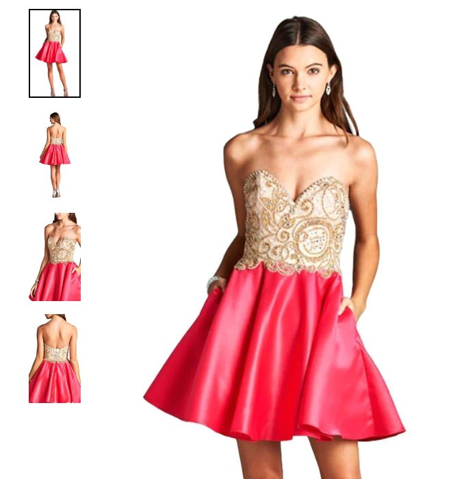 Aspeed Design Sweetheart Ornate Lace Up Back Short Dress